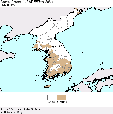 Korea Snow Cover (USAF 557th WW) Thematic Map For 2/5/2024 - 2/11/2024