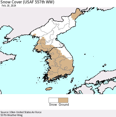 Korea Snow Cover (USAF 557th WW) Thematic Map For 2/12/2024 - 2/18/2024