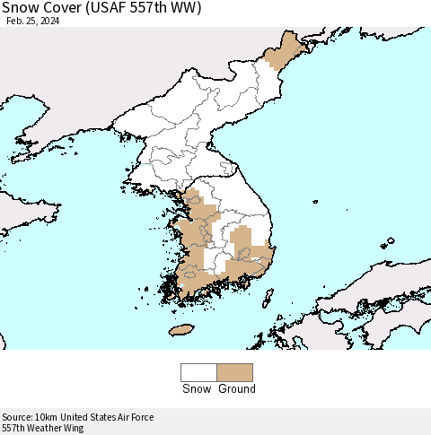 Korea Snow Cover (USAF 557th WW) Thematic Map For 2/19/2024 - 2/25/2024