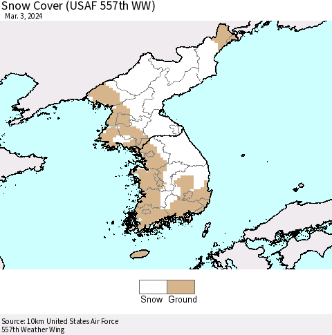Korea Snow Cover (USAF 557th WW) Thematic Map For 2/26/2024 - 3/3/2024