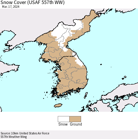 Korea Snow Cover (USAF 557th WW) Thematic Map For 3/11/2024 - 3/17/2024