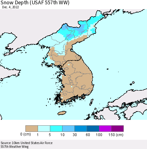 Korea Snow Depth (USAF 557th WW) Thematic Map For 11/28/2022 - 12/4/2022