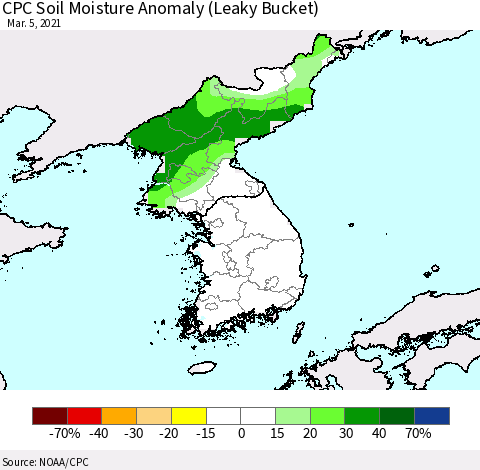 Korea CPC Soil Moisture Anomaly (Leaky Bucket) Thematic Map For 3/1/2021 - 3/5/2021
