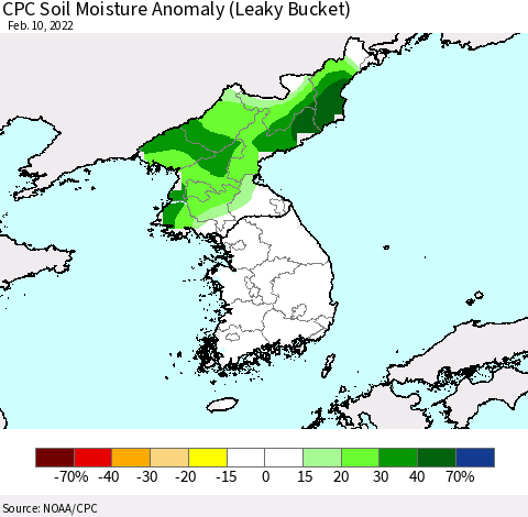 Korea CPC Soil Moisture Anomaly (Leaky Bucket) Thematic Map For 2/6/2022 - 2/10/2022