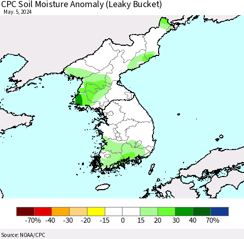 Korea CPC Soil Moisture Anomaly (Leaky Bucket) Thematic Map For 5/1/2024 - 5/5/2024