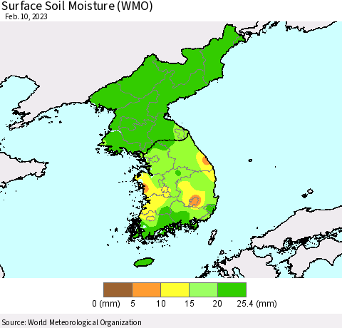 Korea Surface Soil Moisture (WMO) Thematic Map For 2/6/2023 - 2/10/2023