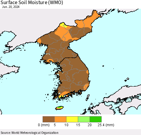Korea Surface Soil Moisture (WMO) Thematic Map For 6/16/2024 - 6/20/2024