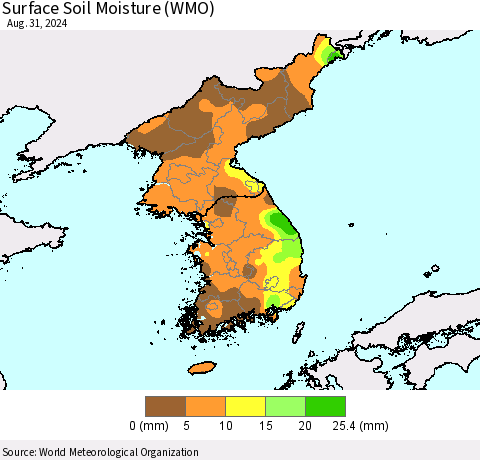 Korea Surface Soil Moisture (WMO) Thematic Map For 8/26/2024 - 8/31/2024