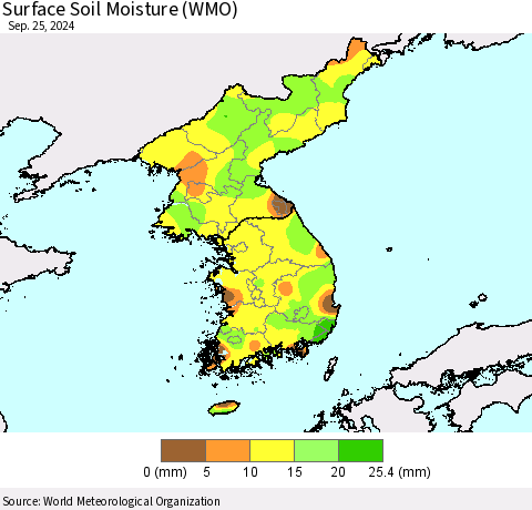Korea Surface Soil Moisture (WMO) Thematic Map For 9/21/2024 - 9/25/2024