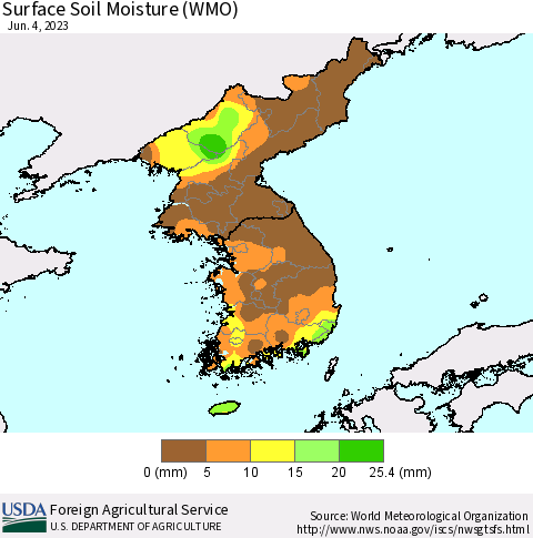 Korea Surface Soil Moisture (WMO) Thematic Map For 5/29/2023 - 6/4/2023