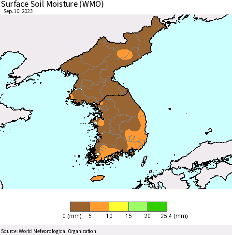Korea Surface Soil Moisture (WMO) Thematic Map For 9/4/2023 - 9/10/2023