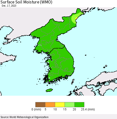 Korea Surface Soil Moisture (WMO) Thematic Map For 12/11/2023 - 12/17/2023