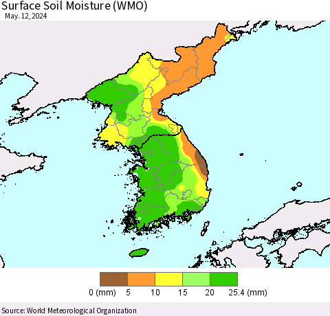 Korea Surface Soil Moisture (WMO) Thematic Map For 5/6/2024 - 5/12/2024