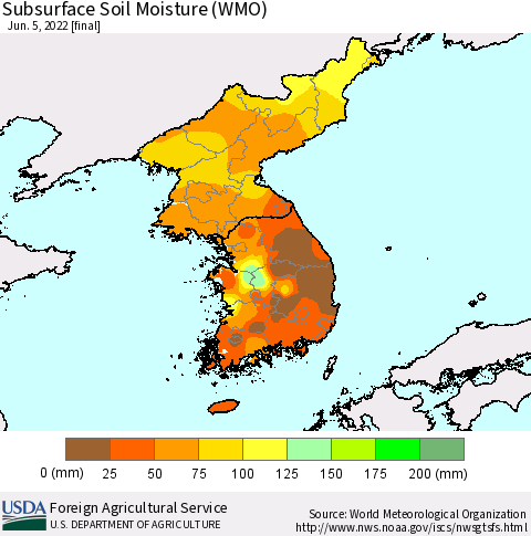 Korea Subsurface Soil Moisture (WMO) Thematic Map For 5/30/2022 - 6/5/2022