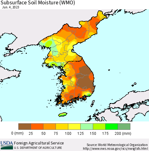 Korea Subsurface Soil Moisture (WMO) Thematic Map For 5/29/2023 - 6/4/2023