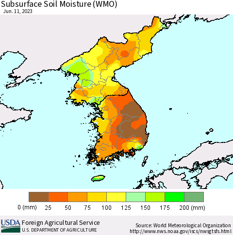 Korea Subsurface Soil Moisture (WMO) Thematic Map For 6/5/2023 - 6/11/2023
