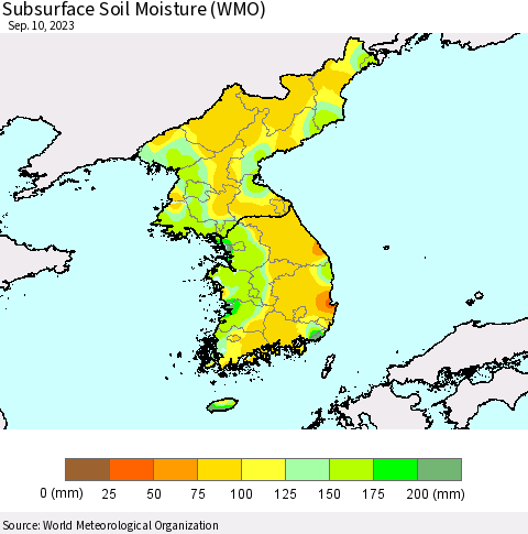 Korea Subsurface Soil Moisture (WMO) Thematic Map For 9/4/2023 - 9/10/2023