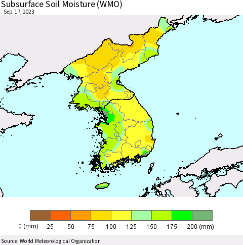 Korea Subsurface Soil Moisture (WMO) Thematic Map For 9/11/2023 - 9/17/2023