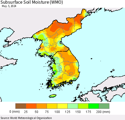 Korea Subsurface Soil Moisture (WMO) Thematic Map For 4/29/2024 - 5/5/2024