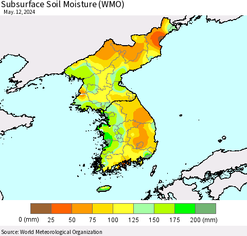 Korea Subsurface Soil Moisture (WMO) Thematic Map For 5/6/2024 - 5/12/2024