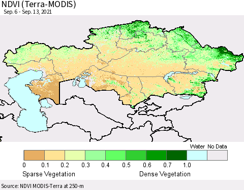 Kazakhstan NDVI (Terra-MODIS) Thematic Map For 9/6/2021 - 9/13/2021