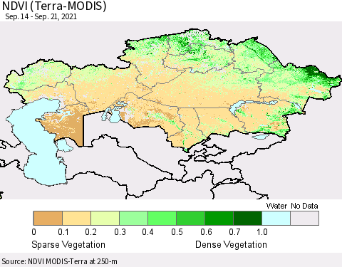 Kazakhstan NDVI (Terra-MODIS) Thematic Map For 9/14/2021 - 9/21/2021