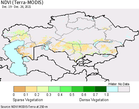 Kazakhstan NDVI (Terra-MODIS) Thematic Map For 12/19/2021 - 12/26/2021