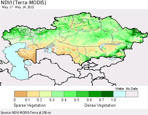Kazakhstan NDVI (Terra-MODIS) Thematic Map For 5/17/2022 - 5/24/2022