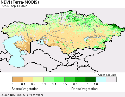 Kazakhstan NDVI (Terra-MODIS) Thematic Map For 9/6/2022 - 9/13/2022