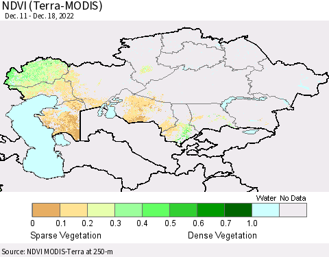 Kazakhstan NDVI (Terra-MODIS) Thematic Map For 12/11/2022 - 12/18/2022