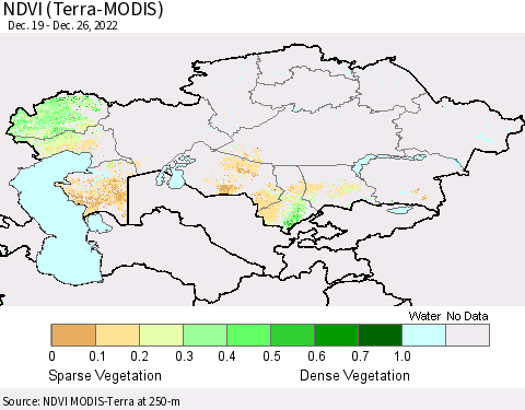 Kazakhstan NDVI (Terra-MODIS) Thematic Map For 12/19/2022 - 12/26/2022