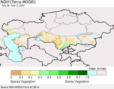 Kazakhstan NDVI (Terra-MODIS) Thematic Map For 2/26/2023 - 3/5/2023