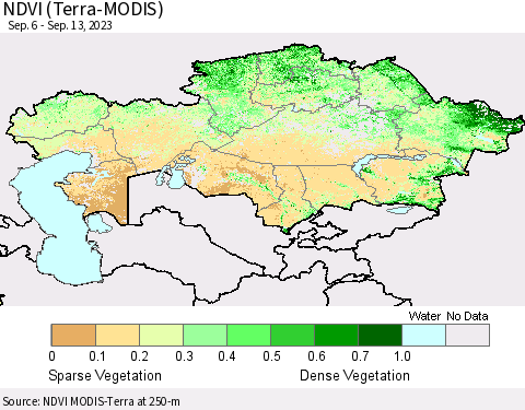 Kazakhstan NDVI (Terra-MODIS) Thematic Map For 9/6/2023 - 9/13/2023