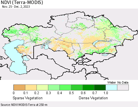 Kazakhstan NDVI (Terra-MODIS) Thematic Map For 11/25/2023 - 12/2/2023
