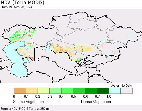 Kazakhstan NDVI (Terra-MODIS) Thematic Map For 12/19/2023 - 12/26/2023