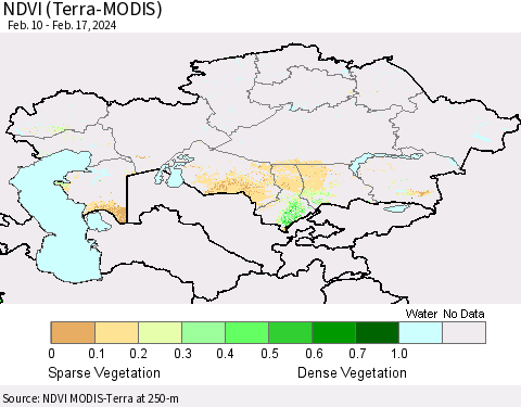 Kazakhstan NDVI (Terra-MODIS) Thematic Map For 2/10/2024 - 2/17/2024