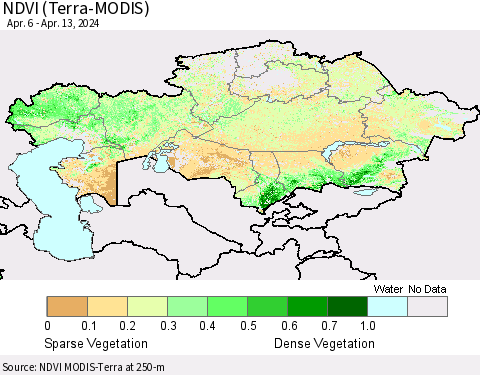 Kazakhstan NDVI (Terra-MODIS) Thematic Map For 4/6/2024 - 4/13/2024