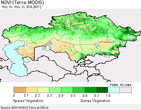 Kazakhstan NDVI (Terra-MODIS) Thematic Map For 5/16/2024 - 5/23/2024