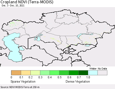 Kazakhstan Cropland NDVI (Terra-MODIS) Thematic Map For 12/3/2021 - 12/10/2021