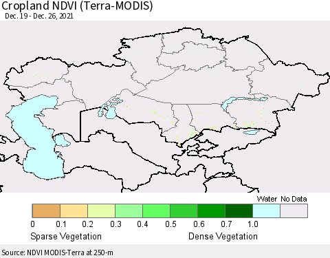 Kazakhstan Cropland NDVI (Terra-MODIS) Thematic Map For 12/19/2021 - 12/26/2021