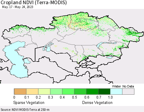 Kazakhstan Cropland NDVI (Terra-MODIS) Thematic Map For 5/17/2023 - 5/24/2023