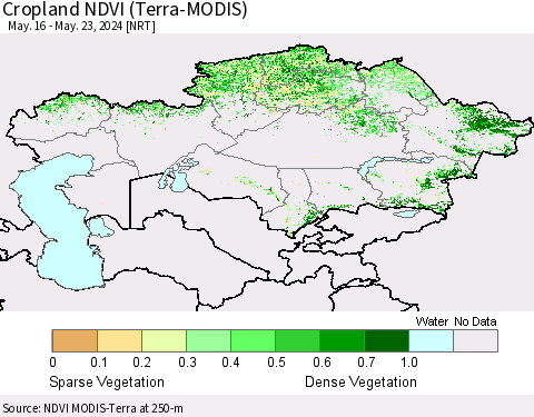 Kazakhstan Cropland NDVI (Terra-MODIS) Thematic Map For 5/16/2024 - 5/23/2024