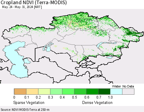 Kazakhstan Cropland NDVI (Terra-MODIS) Thematic Map For 5/24/2024 - 5/31/2024