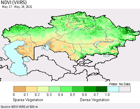 Kazakhstan NDVI (VIIRS) Thematic Map For 5/17/2021 - 5/24/2021