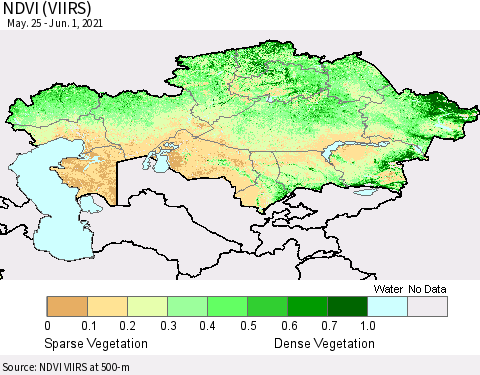 Kazakhstan NDVI (VIIRS) Thematic Map For 5/25/2021 - 6/1/2021