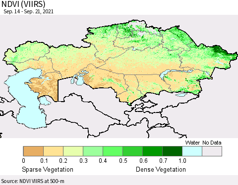 Kazakhstan NDVI (VIIRS) Thematic Map For 9/14/2021 - 9/21/2021