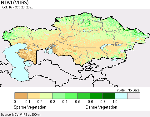 Kazakhstan NDVI (VIIRS) Thematic Map For 10/16/2021 - 10/23/2021