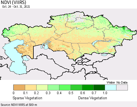 Kazakhstan NDVI (VIIRS) Thematic Map For 10/24/2021 - 10/31/2021