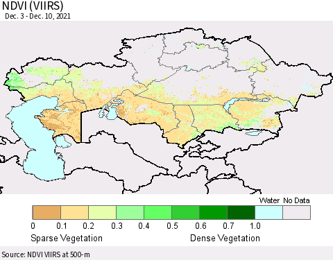 Kazakhstan NDVI (VIIRS) Thematic Map For 12/3/2021 - 12/10/2021