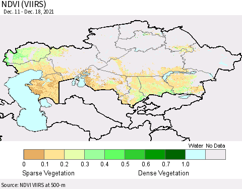 Kazakhstan NDVI (VIIRS) Thematic Map For 12/11/2021 - 12/18/2021